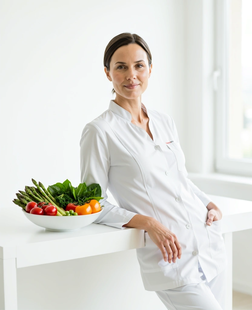 Ernährungsexpertin in moderner Umgebung